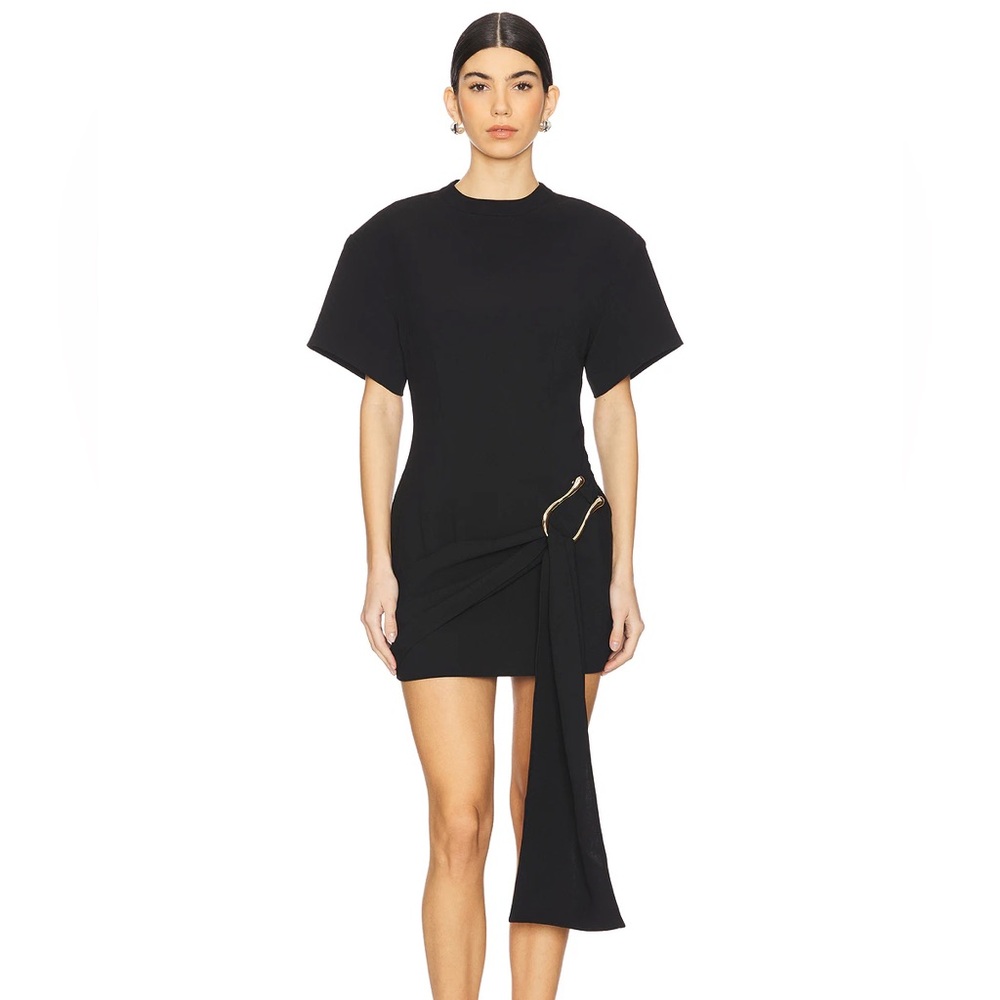 Lioness Black Midi Dress with Gold Hardware